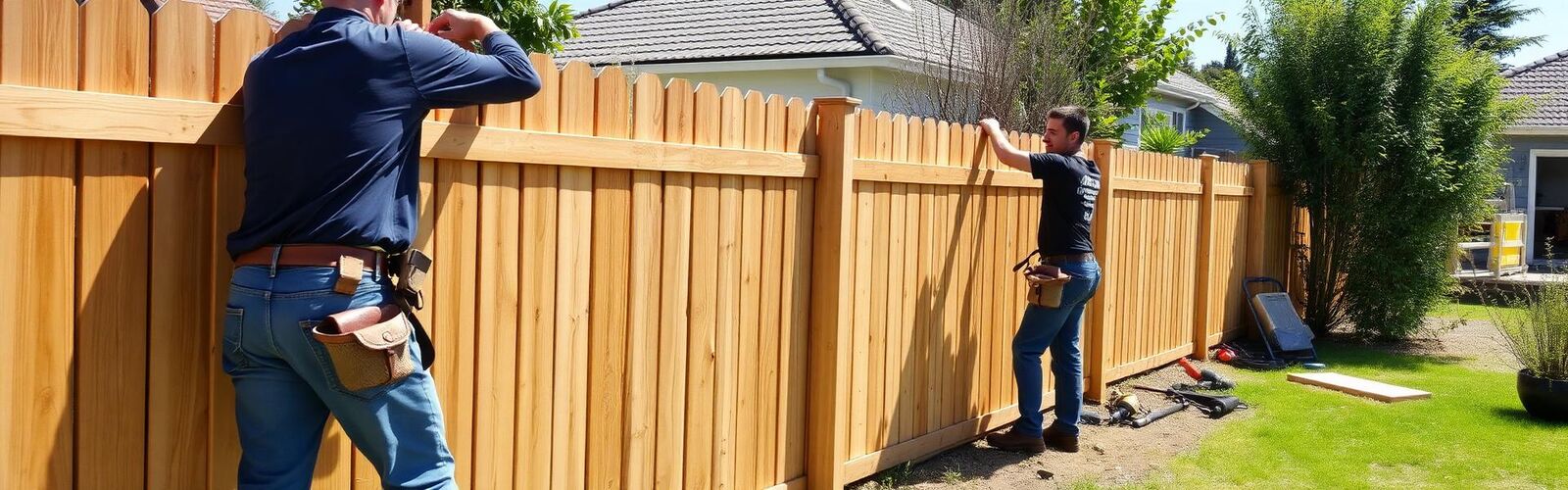 Professional fence installation in progress